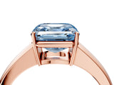 Rose gold Fancy Blue Asscher  Solitaire Diamond Ring with Tapered Band and Four-Prong Setting_86