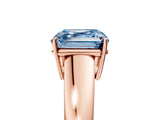 Rose gold Fancy Blue Asscher  Solitaire Diamond Ring with Tapered Band and Four-Prong Setting_87