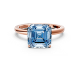 Rose gold Fancy Blue Asscher  Solitaire Diamond Ring with Thin Band and Four-Prong Setting_36