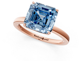 Rose gold Fancy Blue Asscher  Solitaire Diamond Ring with Thin Band and Four-Prong Setting_37
