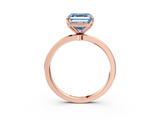 Rose gold Fancy Blue Asscher  Solitaire Diamond Ring with Thin Band and Four-Prong Setting_39