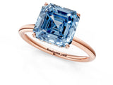 Rose gold Fancy Blue Asscher  Solitaire Diamond Ring with a Classic Band and Four-Prong Setting 1