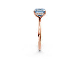 Rose gold Fancy Blue Asscher  Solitaire Diamond Ring with a Classic Band and Four-Prong Setting 2