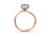 Rose gold Fancy Blue Asscher  Solitaire Diamond Ring with a Classic Band and Four-Prong Setting 3