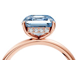 Rose gold Fancy Blue Asscher  Solitaire Diamond Ring with a Classic Band and Four-Prong Setting 4