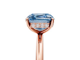 Rose gold Fancy Blue Asscher  Solitaire Diamond Ring with a Classic Band and Four-Prong Setting 5