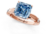 Rose gold Fancy Blue Asscher  Solitaire Diamond Twisted Band with Four-Prong Setting_1