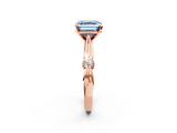 Rose gold Fancy Blue Asscher  Solitaire Diamond Twisted Band with Four-Prong Setting_2