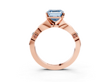 Rose gold Fancy Blue Asscher  Solitaire Diamond Twisted Band with Four-Prong Setting_3