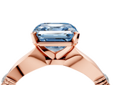Rose gold Fancy Blue Asscher  Solitaire Diamond Twisted Band with Four-Prong Setting_4