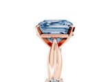 Rose gold Fancy Blue Asscher  Solitaire Diamond Twisted Band with Four-Prong Setting_5