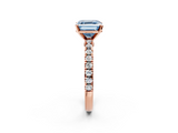 Rose gold Fancy Blue Asscher  Solitaire Diamond with Pavé Band and Four-Prong Setting_18