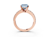 Rose gold Fancy Blue Asscher  Solitaire Diamond with Pavé Band and Four-Prong Setting_19