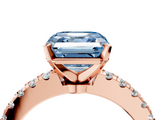 Rose gold Fancy Blue Asscher  Solitaire Diamond with Pavé Band and Four-Prong Setting_20