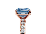 Rose gold Fancy Blue Asscher  Solitaire Diamond with Pavé Band and Four-Prong Setting_21