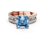 Rose gold Fancy Blue Asscher  Solitaire Diamond with Pave and Channel Set Band_17