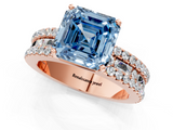 Rose gold Fancy Blue Asscher  Solitaire Diamond with Pave and Channel Set Band_18