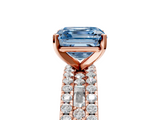 Rose gold Fancy Blue Asscher  Solitaire Diamond with Pave and Channel Set Band_22