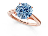 Rose gold Fancy Blue Asscher  Solitaire Engagement Ring with Four-Prong Setting and Classic Band 1