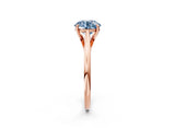 Rose gold Fancy Blue Asscher  Solitaire Engagement Ring with Four-Prong Setting and Classic Band 2