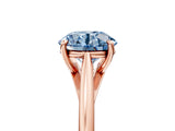 Rose gold Fancy Blue Asscher  Solitaire Engagement Ring with Four-Prong Setting and Classic Band 5