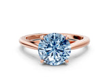 Rose gold Fancy Blue Asscher  Solitaire Engagement Ring with Four-Prong Setting and Classic Band
