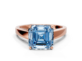 Rose gold Fancy Blue Asscher  Solitaire Engagement Ring with Four-Prong Setting and Tapered Band_21