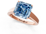 Rose gold Fancy Blue Asscher  Solitaire Engagement Ring with Four-Prong Setting and Tapered Band_22