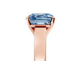 Rose gold Fancy Blue Asscher  Solitaire Engagement Ring with Four-Prong Setting and Tapered Band_26