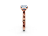 Rose gold Fancy Blue Asscher  Solitaire Engagement Ring with Scrollwork Band and Four-Prong Setting_19
