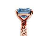 Rose gold Fancy Blue Asscher  Solitaire Engagement Ring with Scrollwork Band and Four-Prong Setting_22