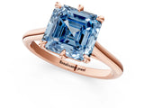 Rose gold Fancy Blue Asscher  Solitaire Engagement Ring with Six-Prong Setting and Classic Band 2