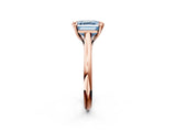 Rose gold Fancy Blue Asscher  Solitaire Engagement Ring with Six-Prong Setting and Classic Band 3