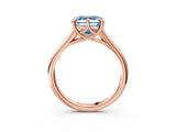 Rose gold Fancy Blue Asscher  Solitaire Engagement Ring with Six-Prong Setting and Classic Band 4