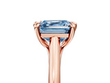 Rose gold Fancy Blue Asscher  Solitaire Engagement Ring with Six-Prong Setting and Classic Band