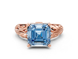 Rose gold Fancy Blue Asscher  Solitaire Filigree Engagement Ring with Halo and Prong Setting_17