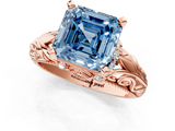 Rose gold Fancy Blue Asscher  Solitaire Filigree Engagement Ring with Halo and Prong Setting_18