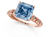 Rose gold Fancy Blue Asscher  Solitaire Floral Milgrain Engagement Ring_147