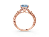Rose gold Fancy Blue Asscher  Solitaire Floral Milgrain Engagement Ring_149