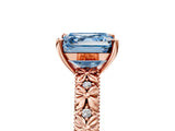 Rose gold Fancy Blue Asscher  Solitaire Floral Milgrain Engagement Ring_151