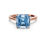 Rose gold Fancy Blue Asscher  Solitaire Heart Prong Engagement Ring with Tapered Band_71