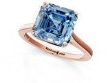 Rose gold Fancy Blue Asscher  Solitaire Heart Prong Engagement Ring with Tapered Band_72