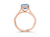 Rose gold Fancy Blue Asscher  Solitaire Heart Prong Engagement Ring with Tapered Band_74