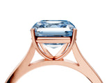 Rose gold Fancy Blue Asscher  Solitaire Heart Prong Engagement Ring with Tapered Band_75