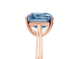 Rose gold Fancy Blue Asscher  Solitaire Heart Prong Engagement Ring with Tapered Band_76