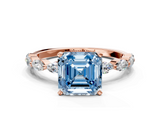 Rose gold Fancy Blue Asscher  Solitaire Marquise Side Stone Prong Setting Ring_22
