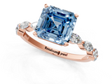 Rose gold Fancy Blue Asscher  Solitaire Marquise Side Stone Prong Setting Ring_23