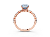 Rose gold Fancy Blue Asscher  Solitaire Marquise Side Stone Prong Setting Ring_25