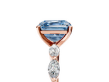 Rose gold Fancy Blue Asscher  Solitaire Marquise Side Stone Prong Setting Ring_27