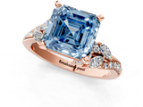 Rose gold Fancy Blue Asscher  Solitaire Marquise Twist Band with Six-Prong Setting_1